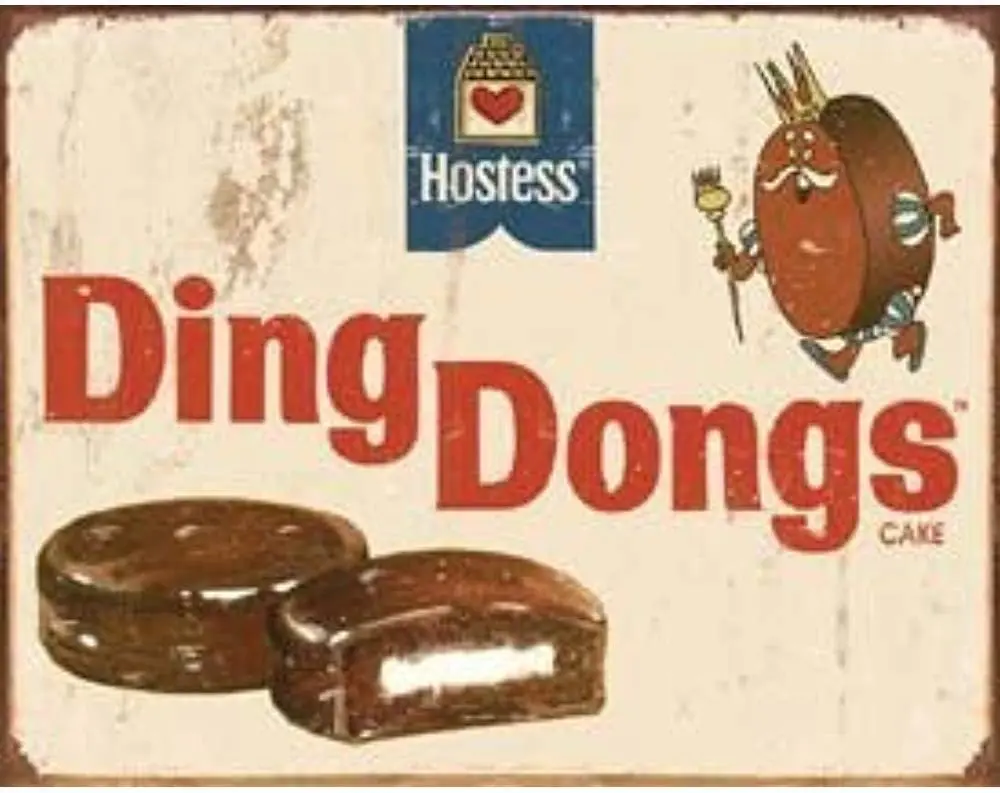 Металлическая декоративная табличка 8x12 дюймов в винтажном стиле Yummy Hostess Ding Dongs! Милая винтажная реплика жестяной таблички, идеально подходящая для вашей пекарни, табличка Biner O. (art.: 3920da875246f) - 3920da875246f
