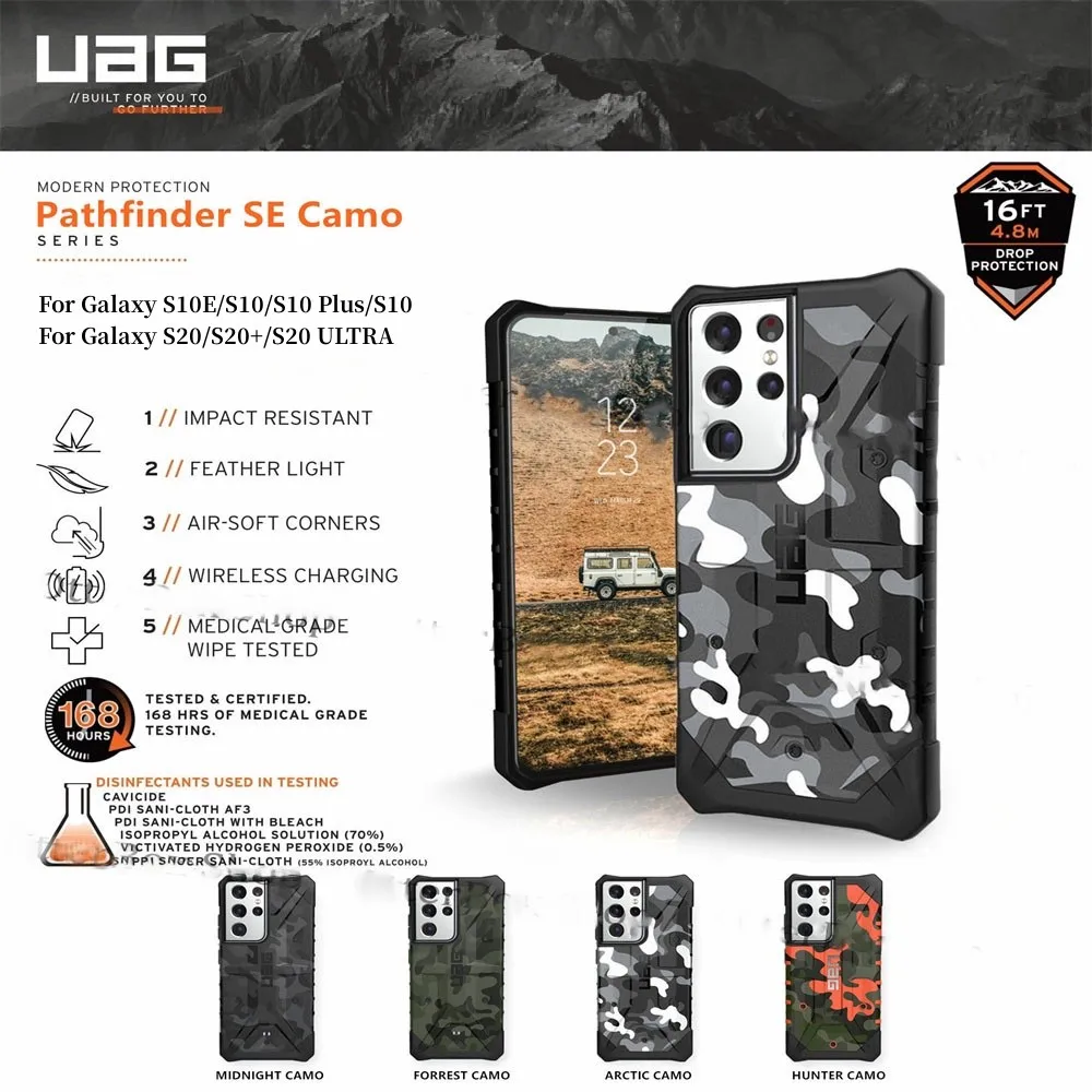 

Оригинальный камуфляжный чехол UAG Pathfinder SE для Samsung Galaxy S10/S10 Plus/S10 5G/S20/S20 Plus/S20 Ultra 5g UAG, камуфляжный чехол