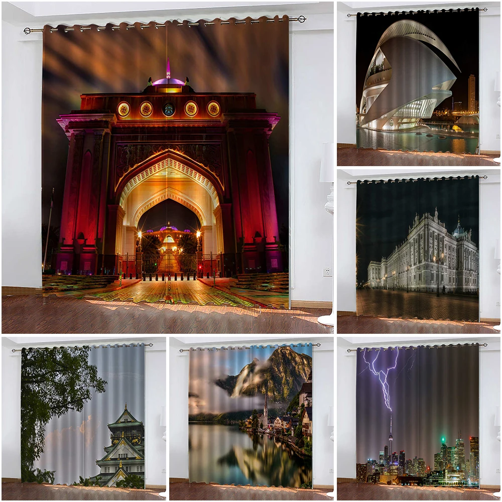 

Занавески тканые с 3D-принтом, шторы блэкаут с разрезами, открытые триумфальные занавески для гостиной