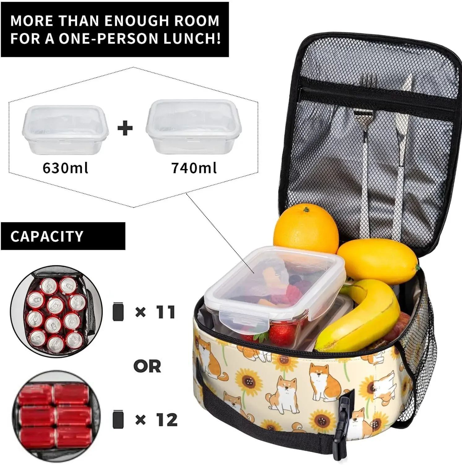 Ланч-бокс Delerain с мультяшной собакой и подсолнухом изолированные сумки для обеда