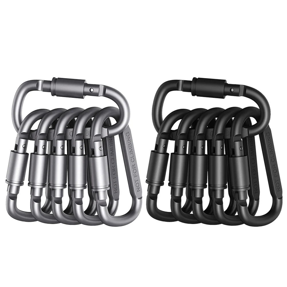 

6pcs Outdoor Camping D-ring Snap Clip Buckle Aluminum Alloy Carabiner Keychain Hanging Hook Buckle Karabiner Camping Equipment
