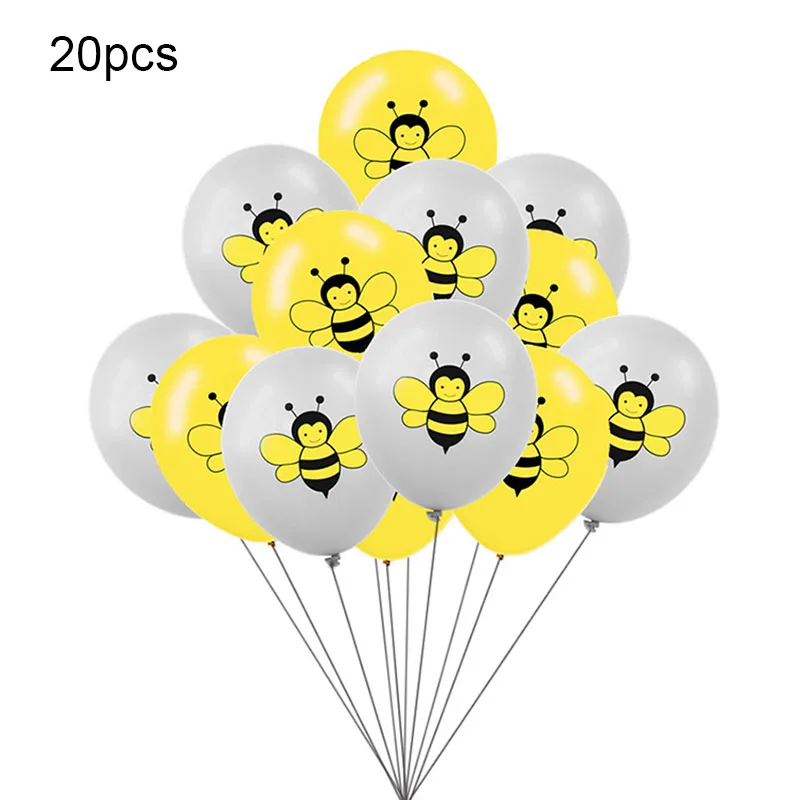 20Pcs Bee Balloons Yellow Grey Latex Balloons For Kids Bumble Bee Themed Birthday Party Decorations Baby Shower Favors Supplies images - 6