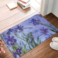 claude monet french impressionist painter kitchen non slip carpet lilac irises 1914 bedroom mat welcome doormat floor decor rug
