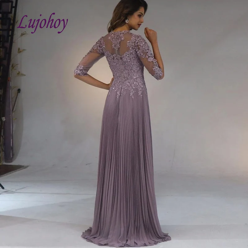 Кружевные платья для матери невесты с длинным рукавом женское Шифоновое Платье