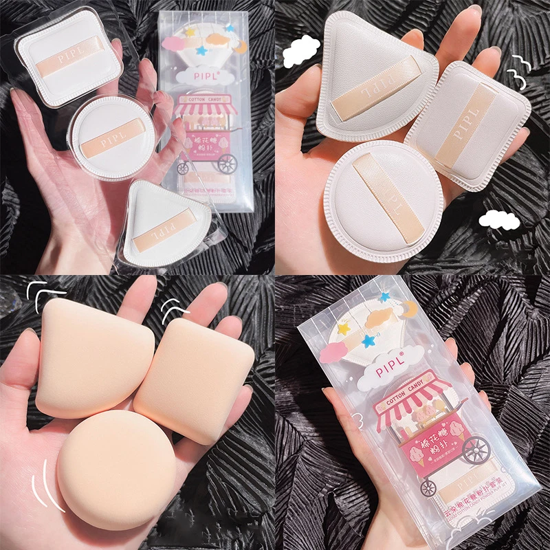 

3pcs Makeup Sponge Puff Dry Wet Dual Use Liquid Foundation Smooth Powder Pro Cosmetic Puff Kit Round Square Triangle Shape