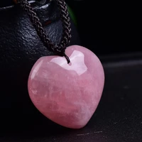 natural rose quartz heart shaped pendant reiki healing pink crystal love accessories charms necklace jewelry