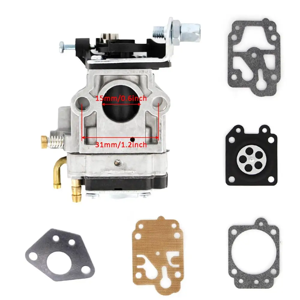 

Aluminum Alloy Carburetor with Repair Kits For 43cc 47cc 49cc 52cc 2-Stroke Choppers Carb ATVs Pocket Bikes Quad 15mm Carburetor