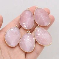 natural stone quartzs pendants water drop gold plated crystal for charm jewelry making diy women necklace gifts supplies