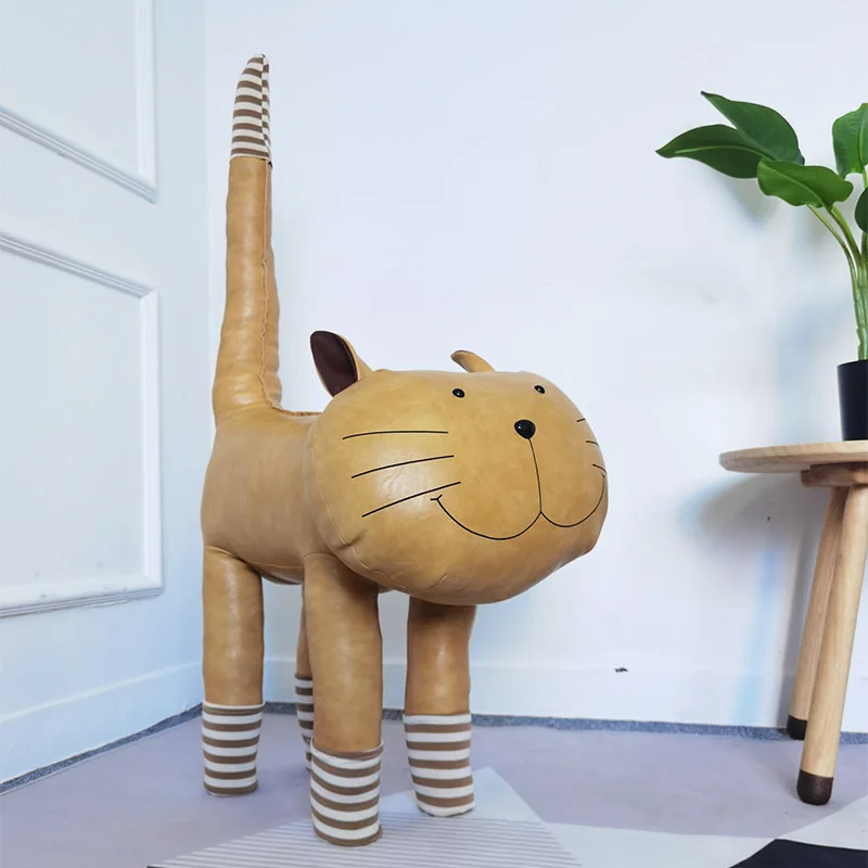

zq Creative Shoe Changing Stool Animal Design Nordic Model House Leather Decoration Housewarming Holiday Gift