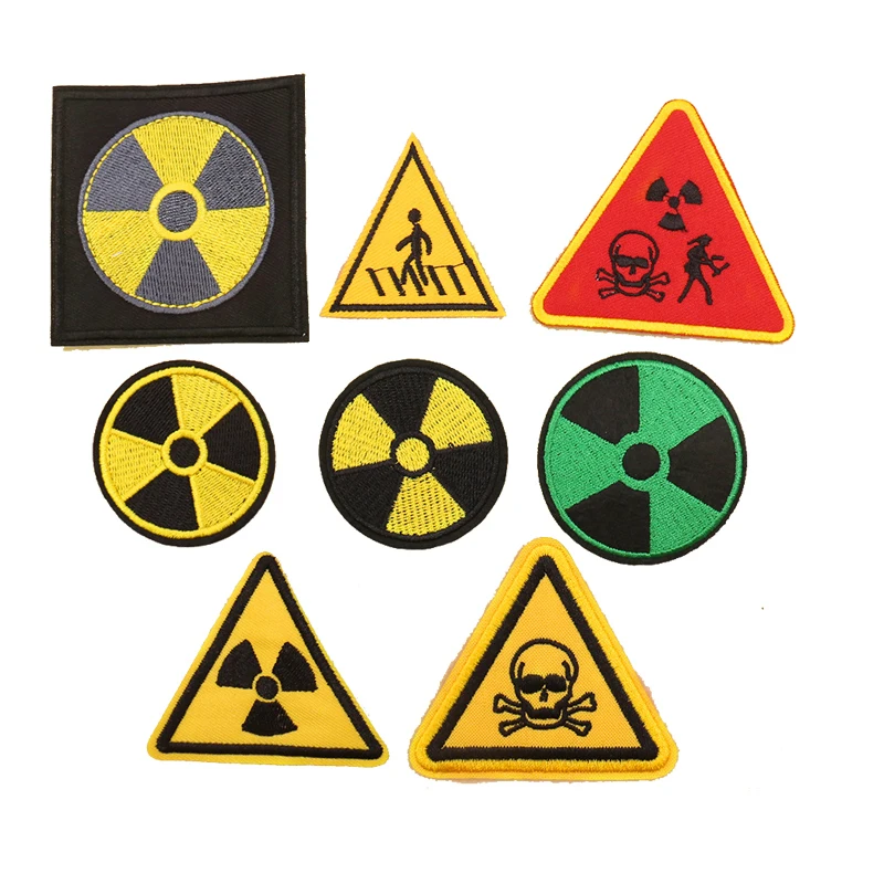 

Nuclear radiation element embroidered badge Hazard warning cloth sticker Iron-on clothing badge patch