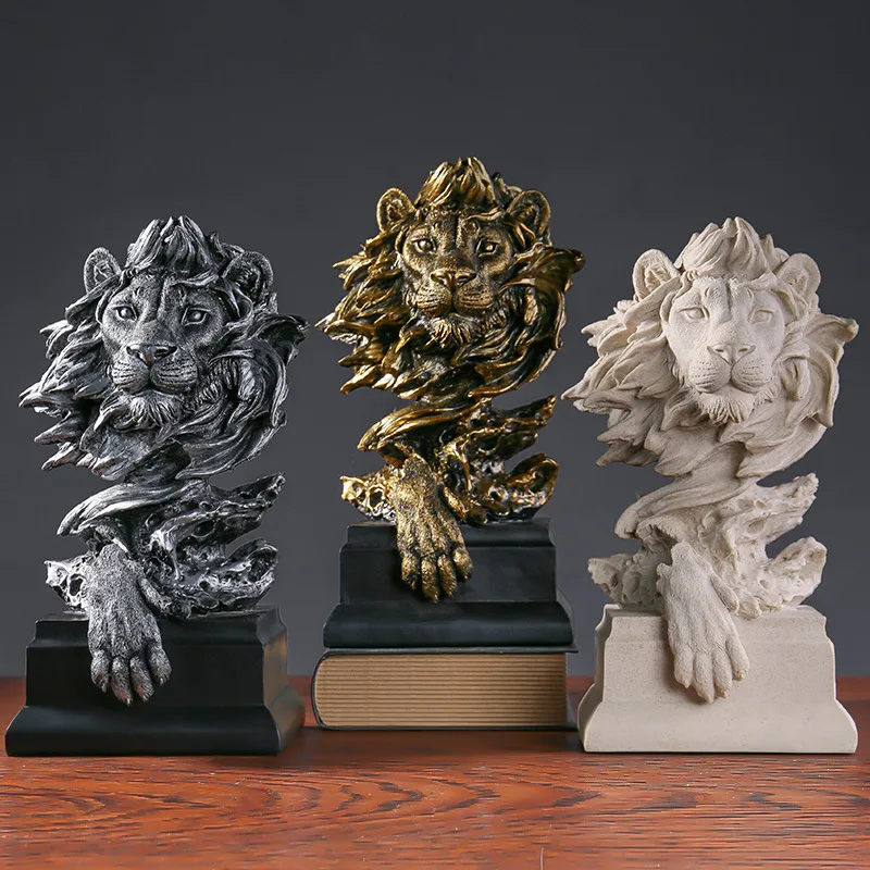 

Retro Animal Lion Head Resin Crafts Decorations Porch Office Wine Cabinet Home Decoration