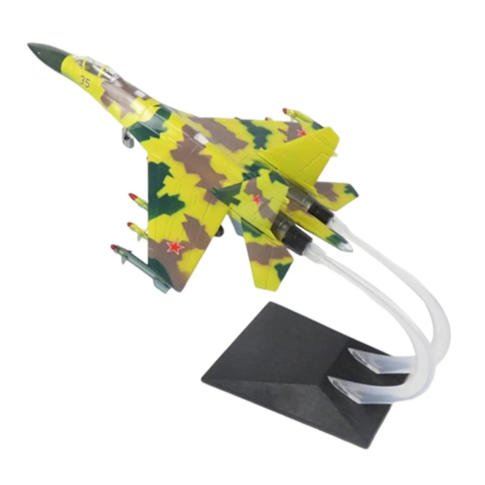 

1/72 Plane SU35 Fighter Model Toy with Display Stand Simulation Planes Airplane for Fireplace Souvenirs Desktop Decoration Gift