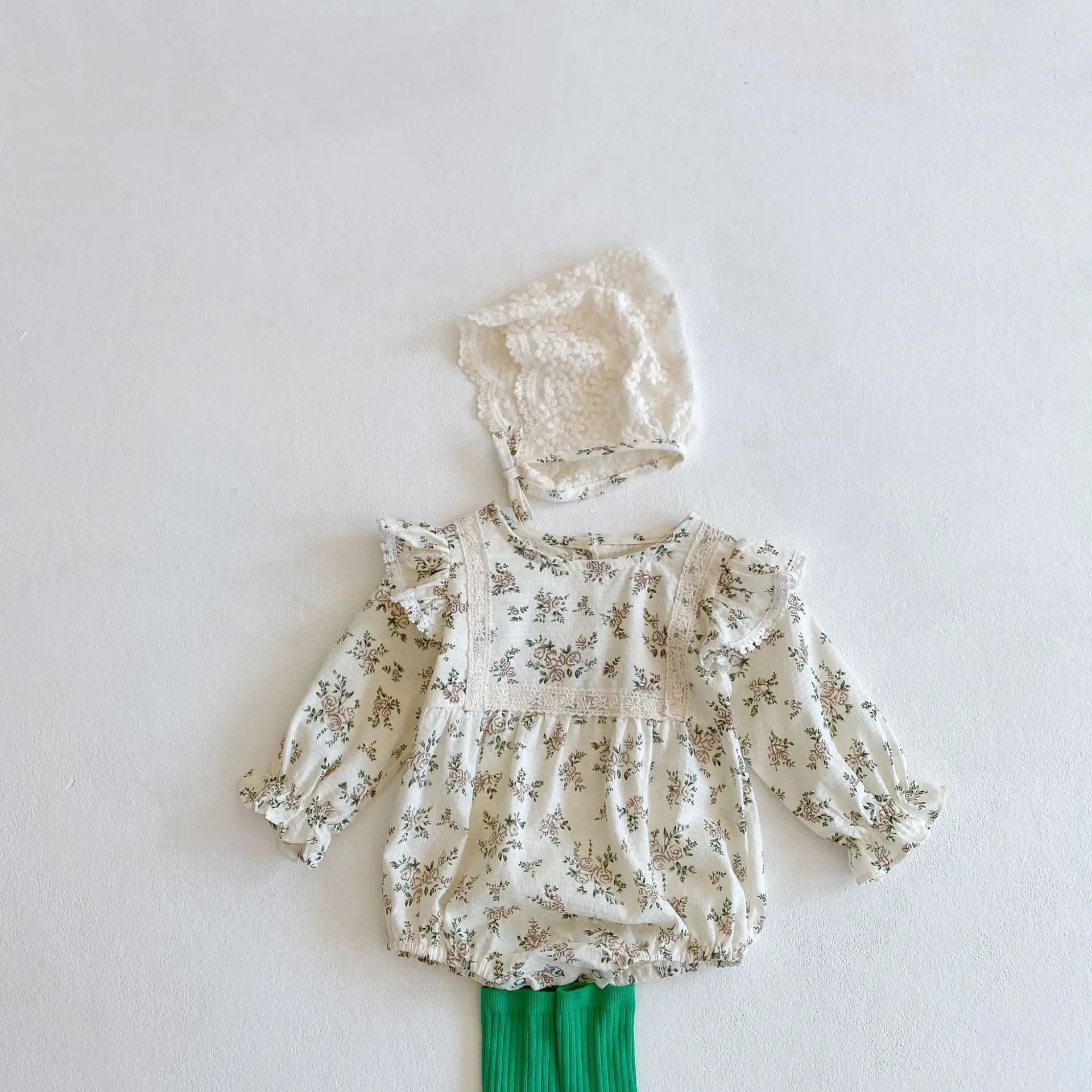 

Infant Baby Girls Rompers 2023 Baby Girl Printed Long Sleeve Khaki Cotton Jumpsuit Baby Bodysuit Baby Girl Clothes