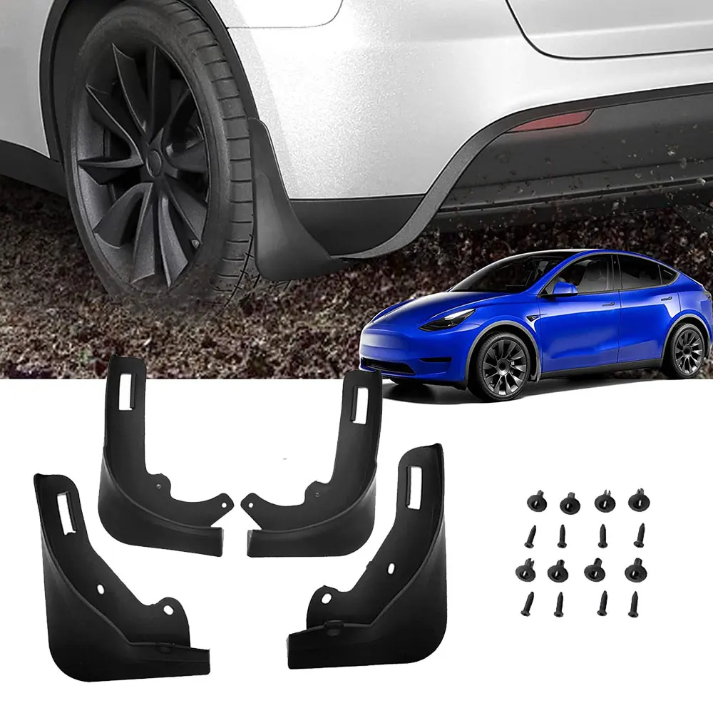 

Matte Black Carbon Fiber Pattern Splash Guards Mud Flaps Mudflaps Car Exterior Parts Mudguards for Tesla Model Y 2020 2021 2022