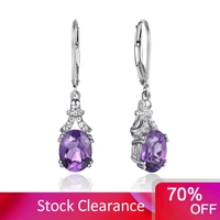 gz zongfa 100 925 sterling silver drop earrings for women 3 5carats natural amethyst gemstone handmade earrings fine jewelry