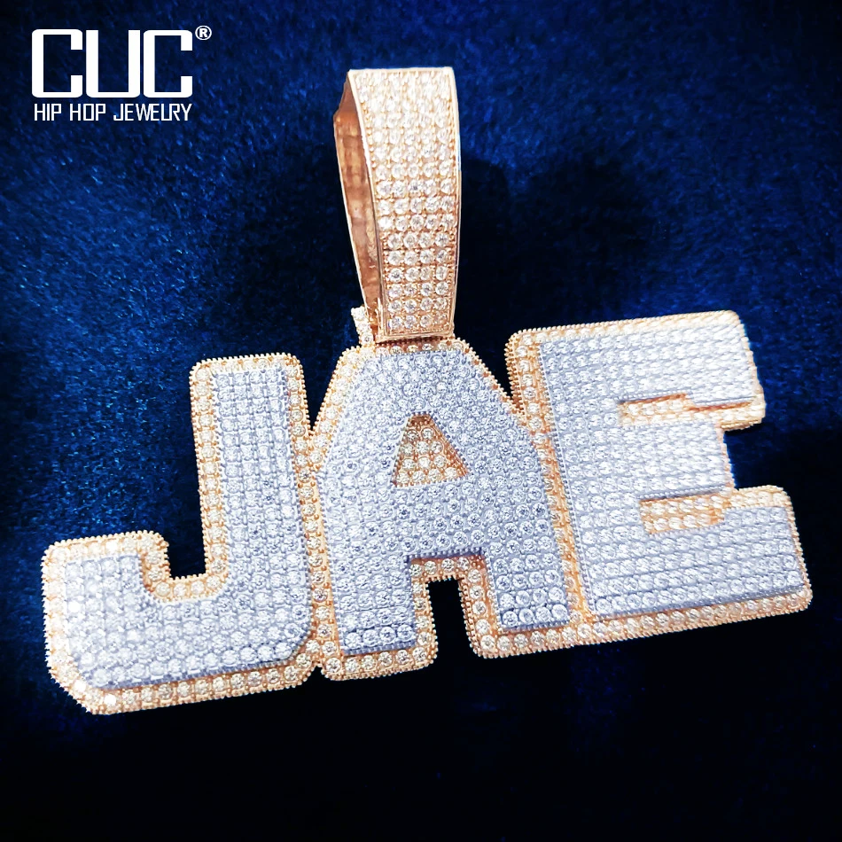 CUC New Custom Letters Name Pendant Solid Back Icy Zircon Customized Men Women Necklace Chain HipHop Jewelry