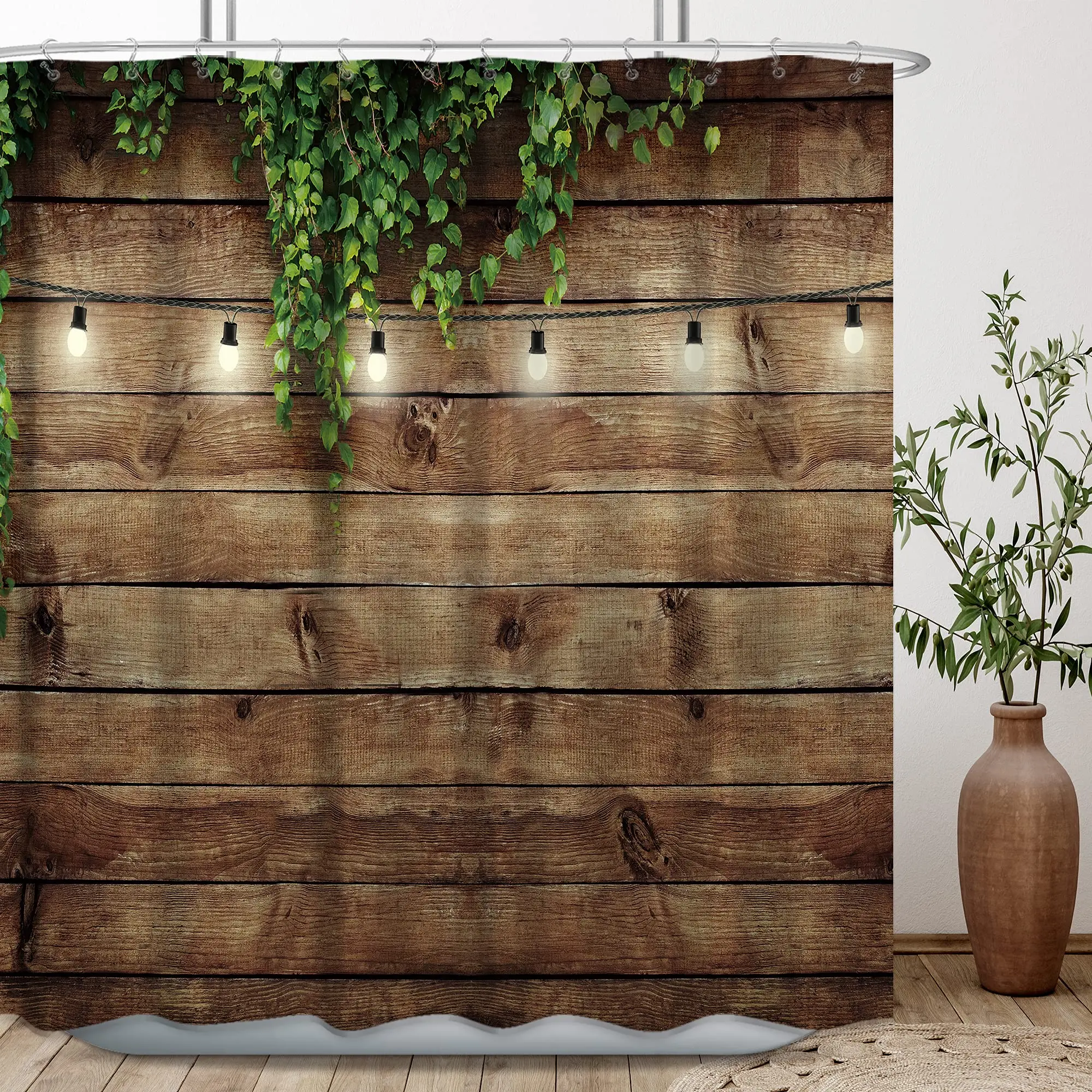 

Rustic Shower Curtain Old Wooden Garage Door American Native Country Farm Style Bathroom Waterproof Decor Set with Hooks