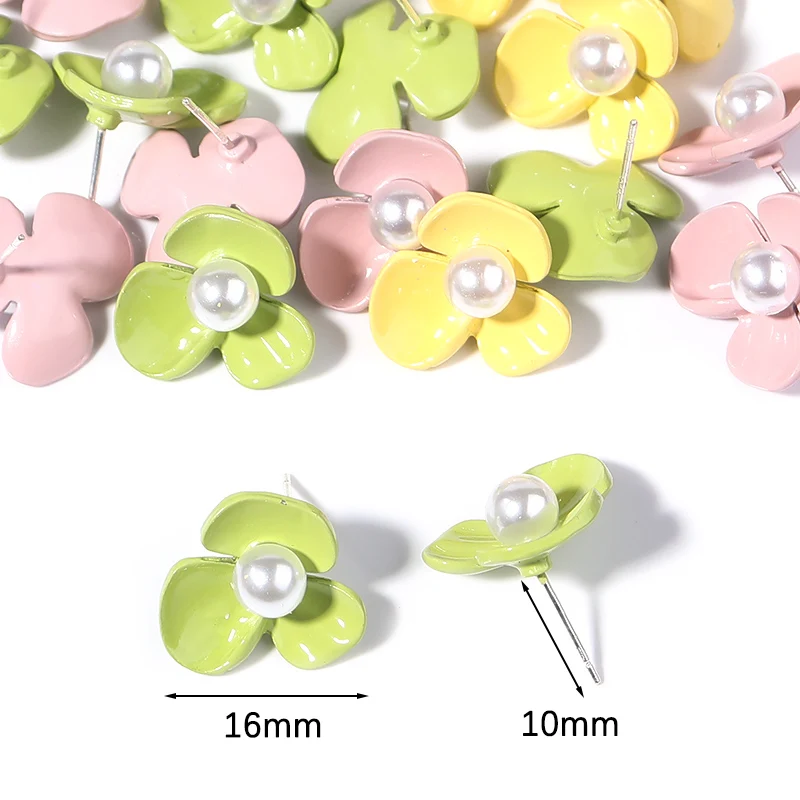 Женские серьги-гвоздики с жемчужинами 3 размера 16/17/19 мм