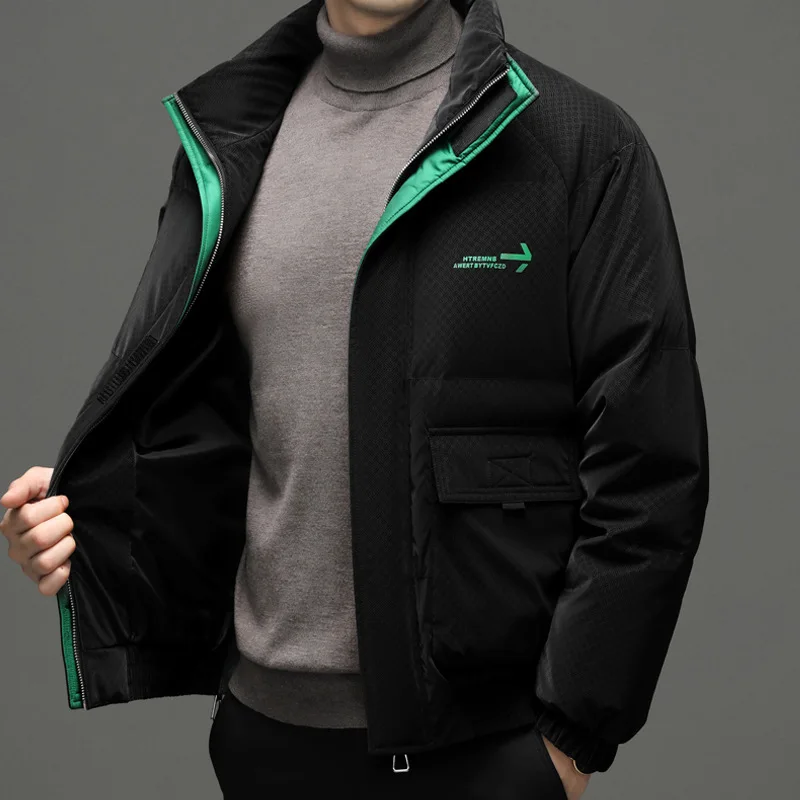 Men Stand Collar Down Jacket Casual White Eiderdown Thick Warm Coat Winter 2022 Korean Fashion Versatile High End Down Jacket