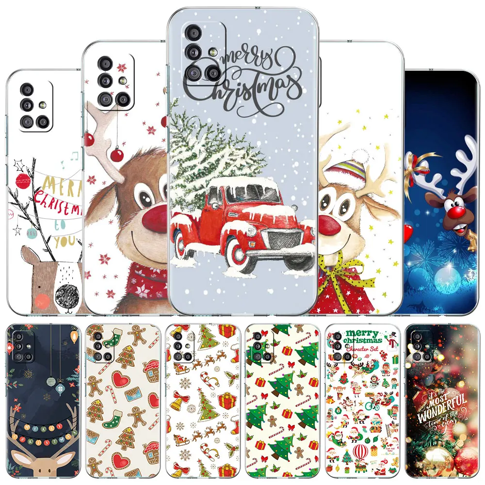 

Cute Merry Christmas Case for Samsung Galaxy A52 4G 5G A51 A12 A32 A21s A22 A31 A50 A71 A53 A23 A13 A72 A41 A20e A02s Cover