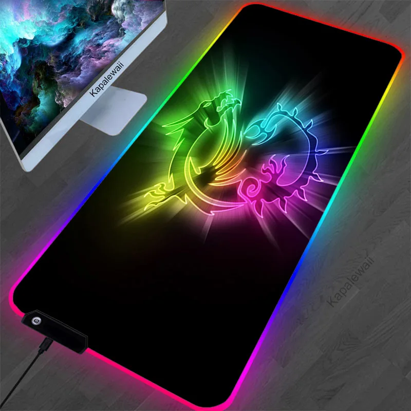

RGB MSI Mouse Pad Gamers Decoracion Computer Keyboard Desk Mat Led Gaming Accessories PC Gamer Mousepad With 14 Lighting Table