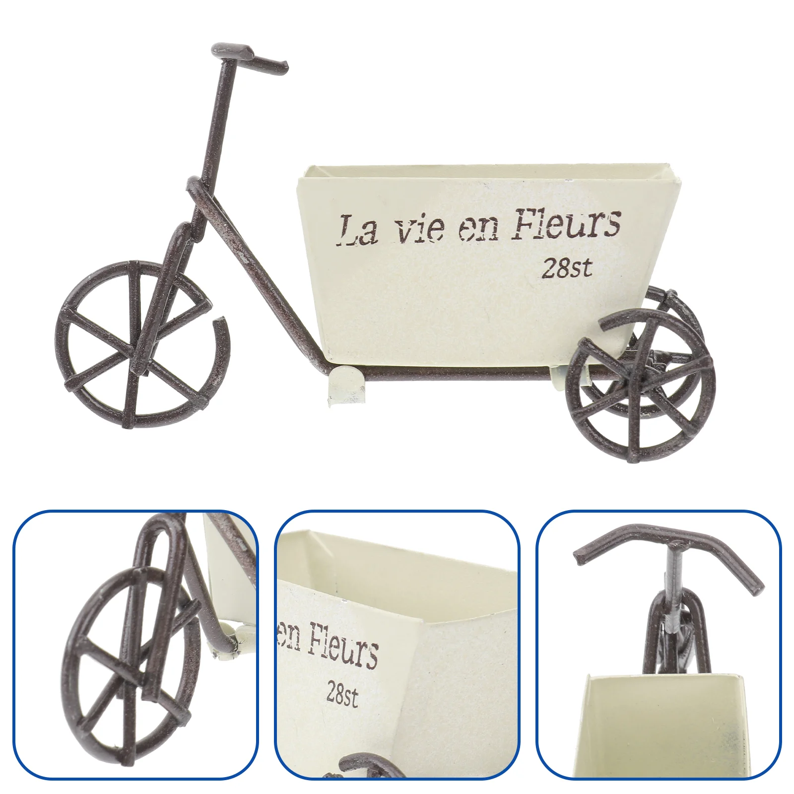 

Mini Tricycle Flower Box Durable Tricycle Shape Design Potted Plants Vintage Decorative Flower Vase (Random Color)