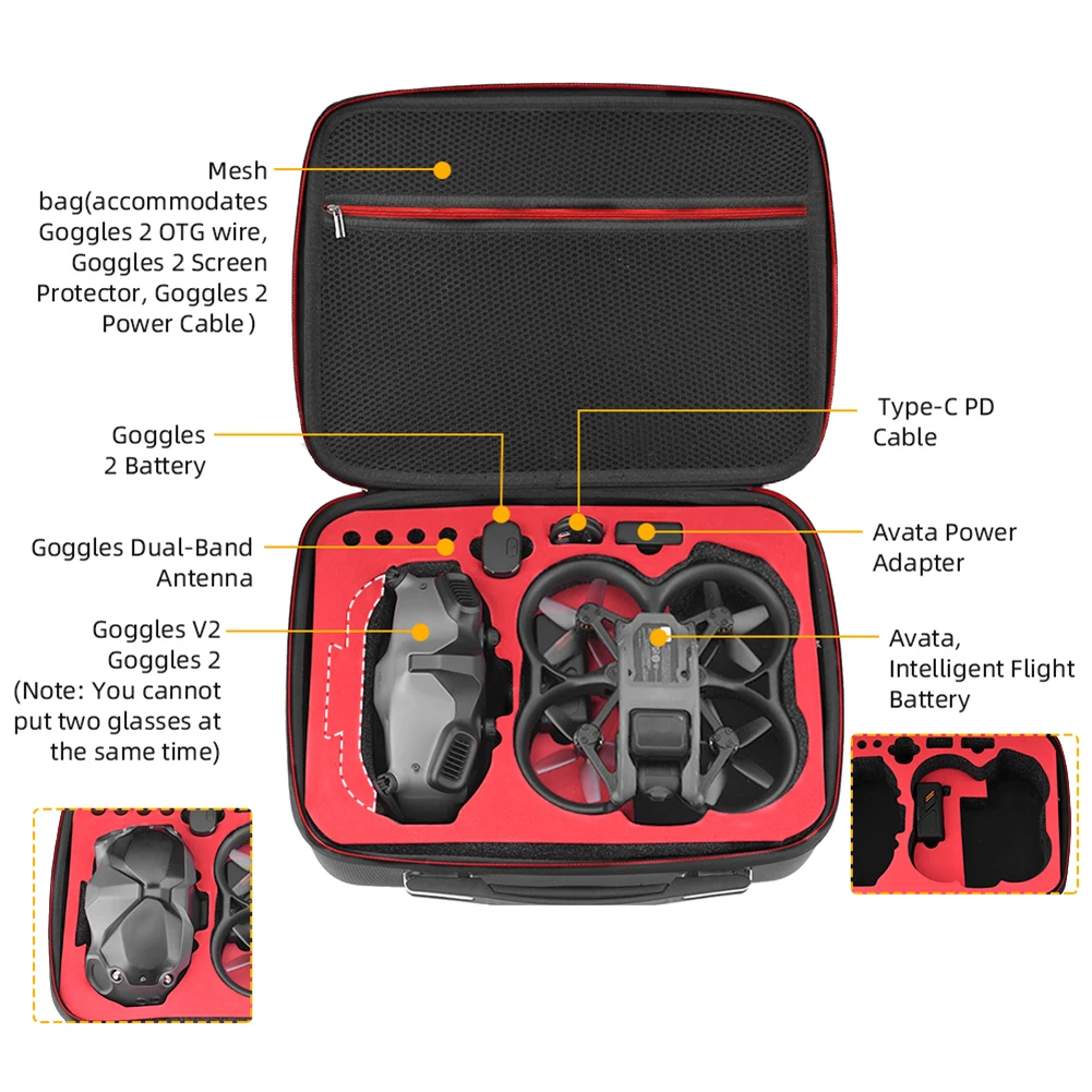 

Practical Drone Bag Travel Suitcase Drop Resistant Storage Box for DJI Avata Multifunctional Battery Goggle Drone Body Organizer