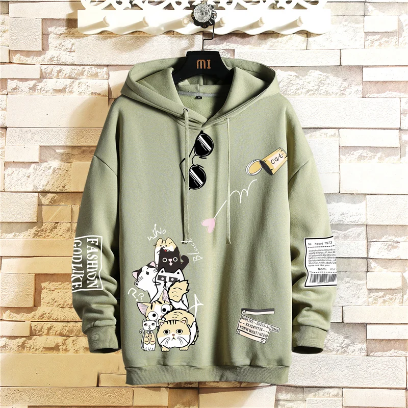 

2022 spring cartoon print pullover Japanese streetwear Harajuku hip-hop full-color O-neck men's casual sweatshirt