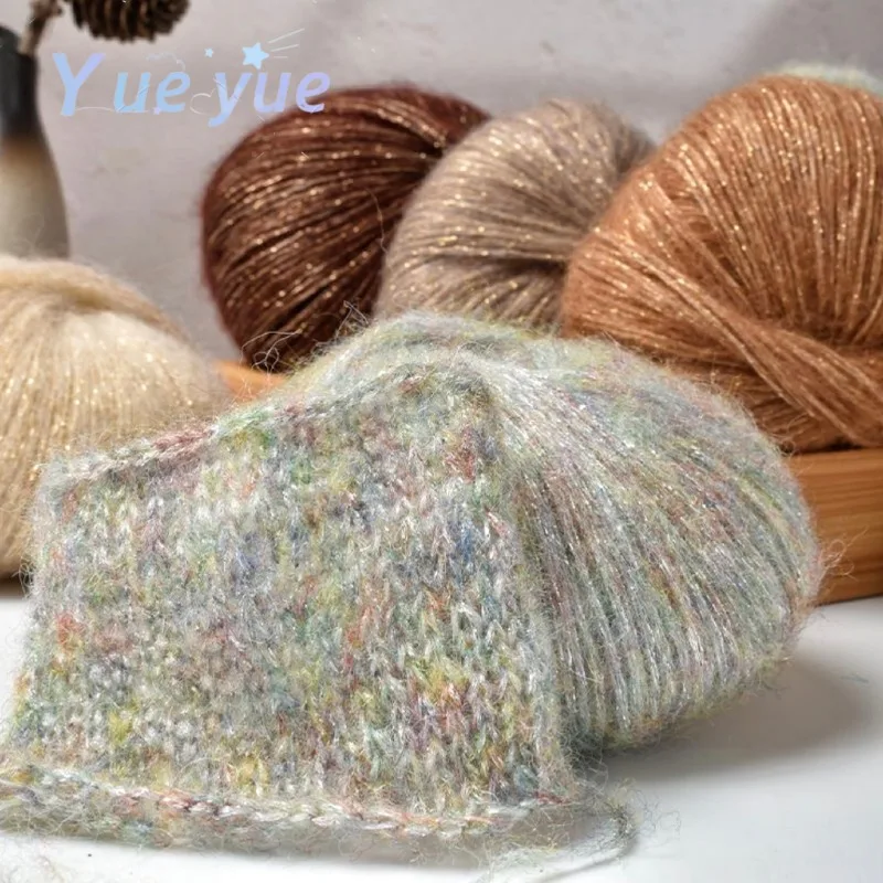 Вязаная крючком мохеровая пряжа 25 г цвет в ассортименте