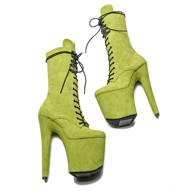 Leecabe 20CM/8Inch suede upper  disco party High Heels Shoes Pole Dance boot Women's Platform boots 4B