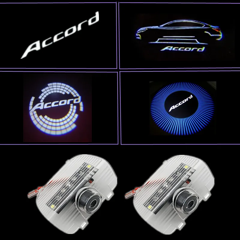 2PCS Car Door Welcome Lights Laser HD LED Logo Projector Auto Accessories For Accord 2021 7th 8th 9th 10th Welcome Warning Lamp
