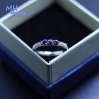 mh s925 silver natural amethyst stone retro elegant small rings valentine gift new years gift for women fine jewelry femme