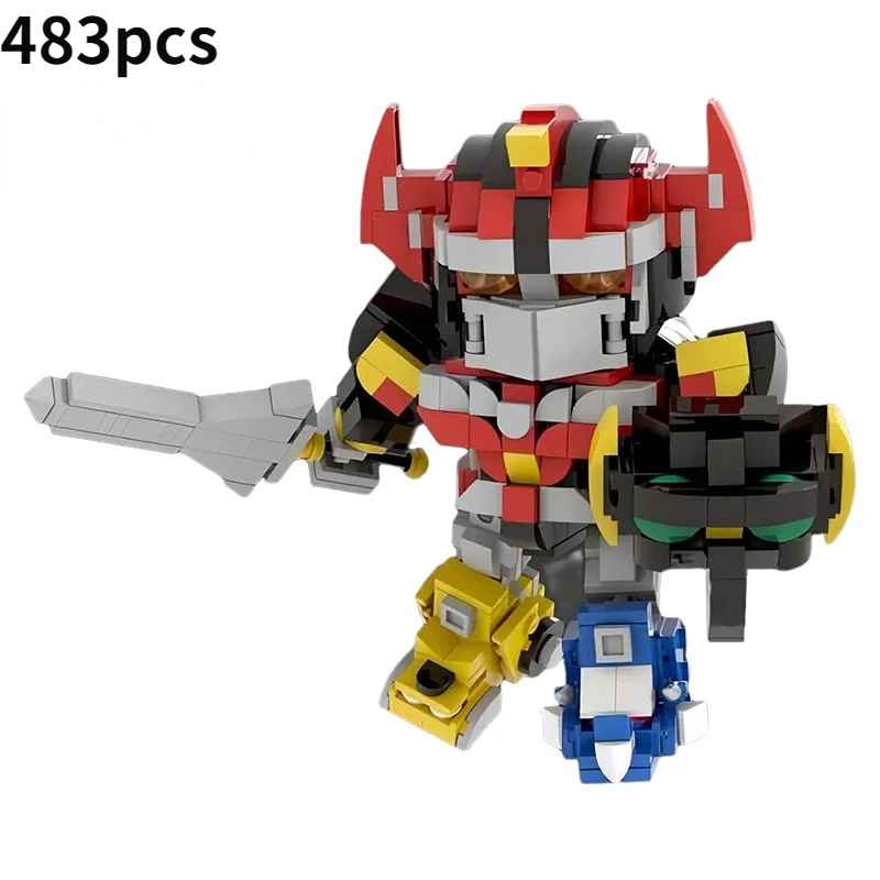 

MOC animation film series MMPR creative design assembly block square head robot desktop decoration Boys love gift toys