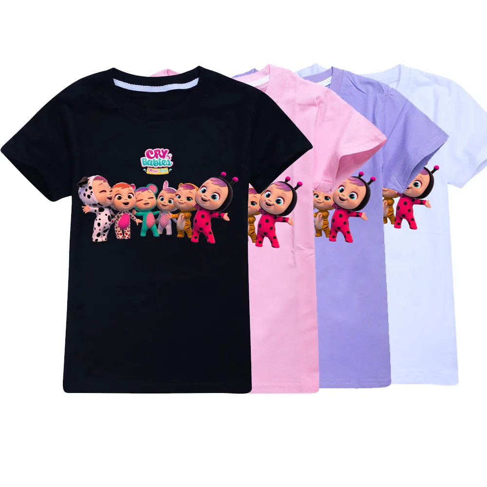 

Girls boys Kawaii T-shirts Cute Cry baby Cartoon Print Children's Cotton T-shirt Summer Tees Kids Birthday Clothes Tops 2-15Y