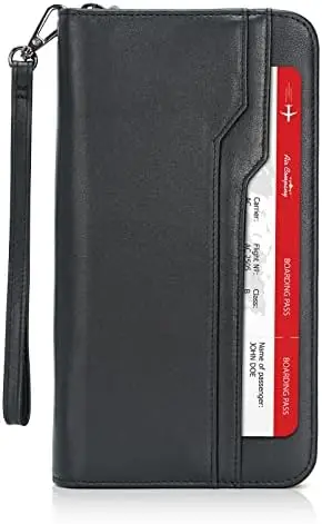 

Кожаный семейный дорожный кошелек для паспорта и документов, органайзер с отделением для паспорта и документов, с блокировкой RFID, подходит для 6 паспортов (темно-коричневый)