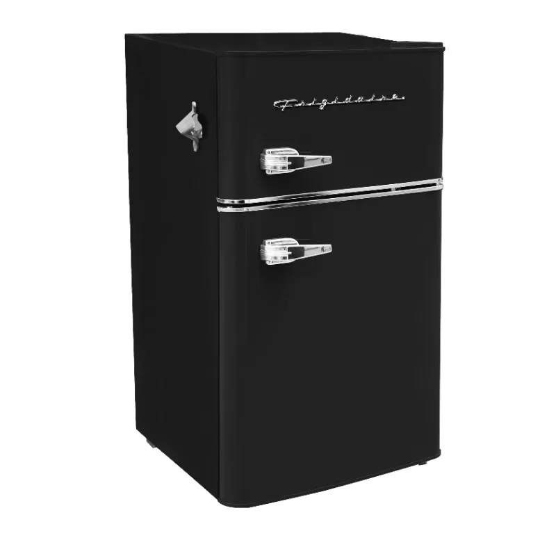 

Холодильник в стиле ретро 3,1 кубических футов, двухдверный компактный холодильник с морозильной камерой, черный