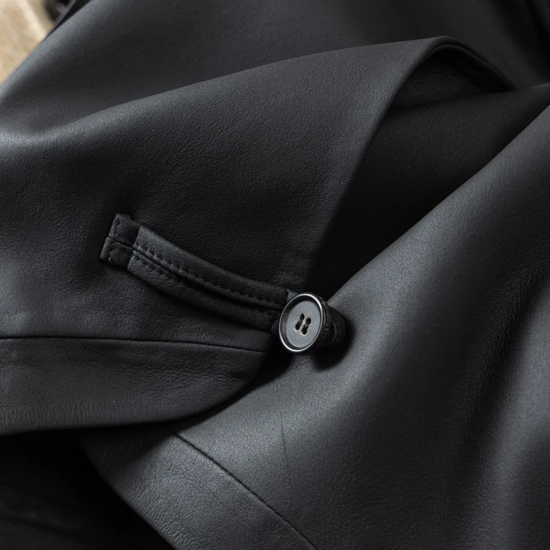 Summer Vest for Women  Genuine Leather  Sheepskin  High Street  Button  Leather Jacket Woman  Real Leather Jacket Sleeveless