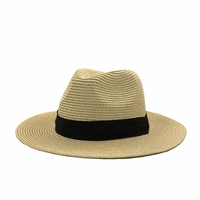 sparsil women paper straw panama hats wide brim summer beach caps upf uv protect jazz sun hat men foldable fedoras cap chapeu