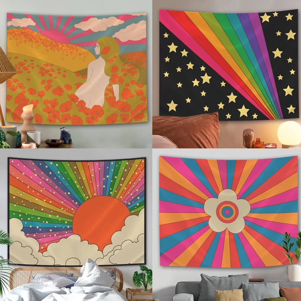 

Sun Tapestry Wall Hanging Moon Phase Rainbow Tapestry Bedroom Decor Wall Decor Moda