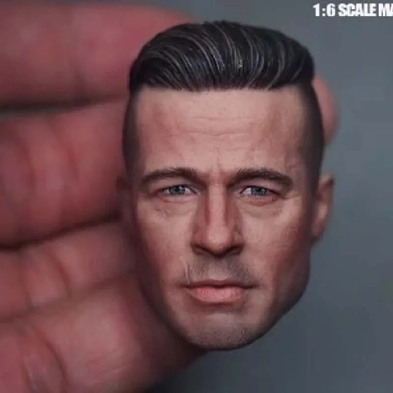 1/6 Scale Tank Troops Brad Pitt Head Sculpt THREEQ MG002 WWII Male Soldier Head Carving Model Toy Action Figure