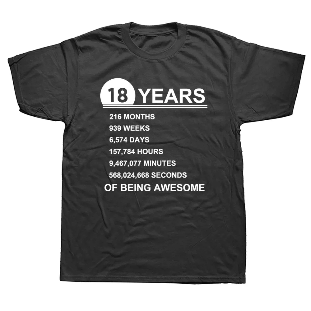 

Vintage 18th Birthday Gift Idea T-Shirt 18 Years Old Of Being Awesome Anniversary T Shirt Cotton Youth Boy Present Tops Tees