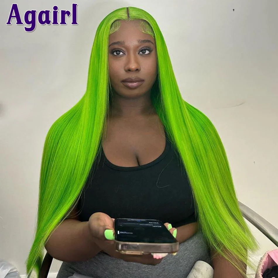 

Зеленые прямые передние парики из человеческих волос на сетке, прозрачные HD 13x4 13X 6, передние парики на сетке, бразильские натуральные парики для женщин