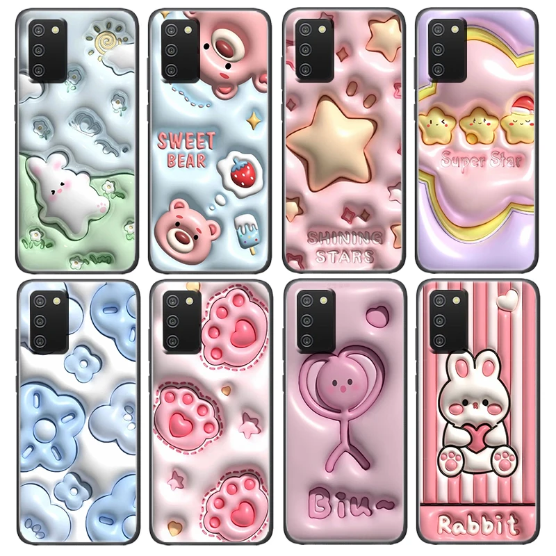

Nonstereoscopic 3D Vision Rabbit Anime Black Phone Case For Samsung Galaxy A52S A72 A71 A52 A51 A12 A32 A21S A73 A13 A53 4G 5G