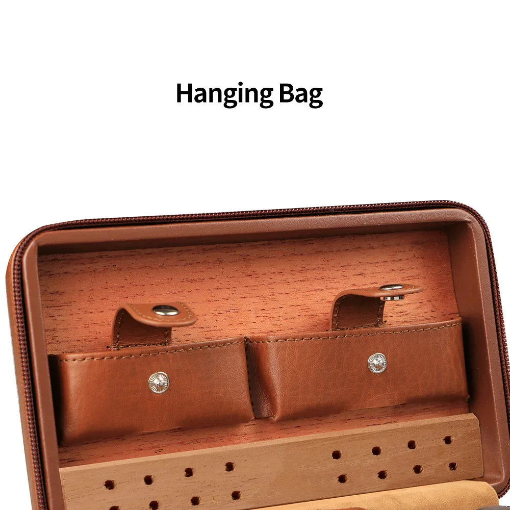 Хьюмидор для сигар Портативный кедровый деревянный коровья кожа Путешествия