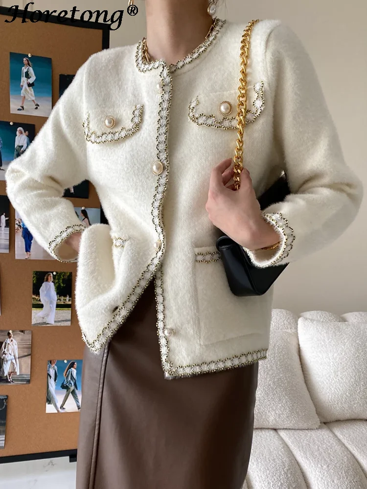 

Женское трикотажное пальто с длинным рукавом, однобортное, на осень/зиму