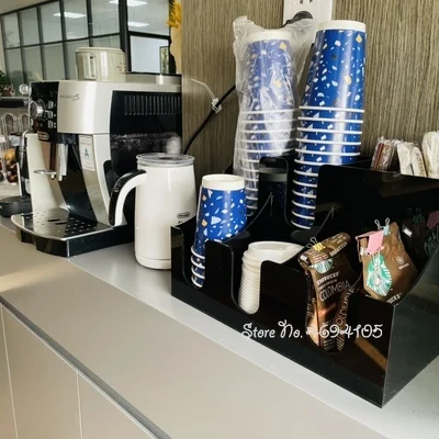 Деревянная/черная красная акриловая стойка для хранения держатель чашек кофейни