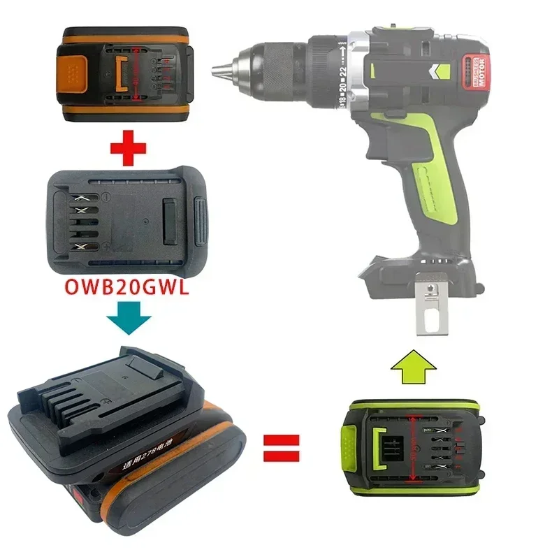 MTB18GWL DWB20GWL MWB18GWL DVB20GWL Adapter For Makita DeWalt Milwaukee Devon Li-ion Battery Worx 20V Green Tool