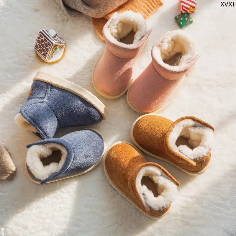 Childrens Snow Boots Girls with Lint and Thick Cotton Shoes Boys Winter Cotton Shoes Nonslip Baby Ankle Boots Cotton Shoes