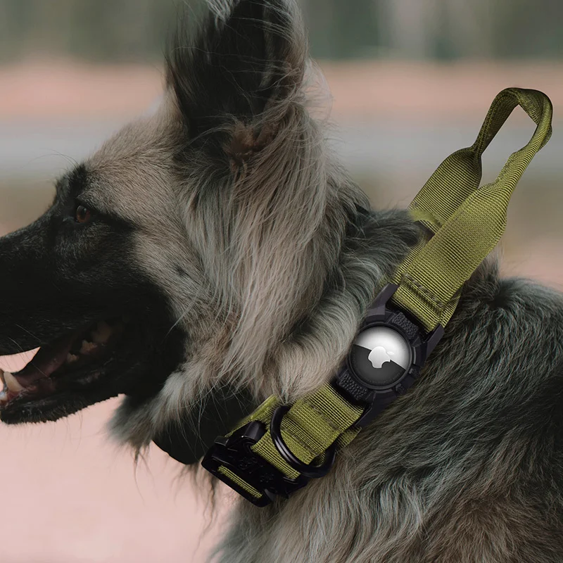

Tactical Air Tag Dog Collar, Heavy Duty Air Tag Dog Collar [Thick & Wide], Military Dog Collar with AirTag Holder