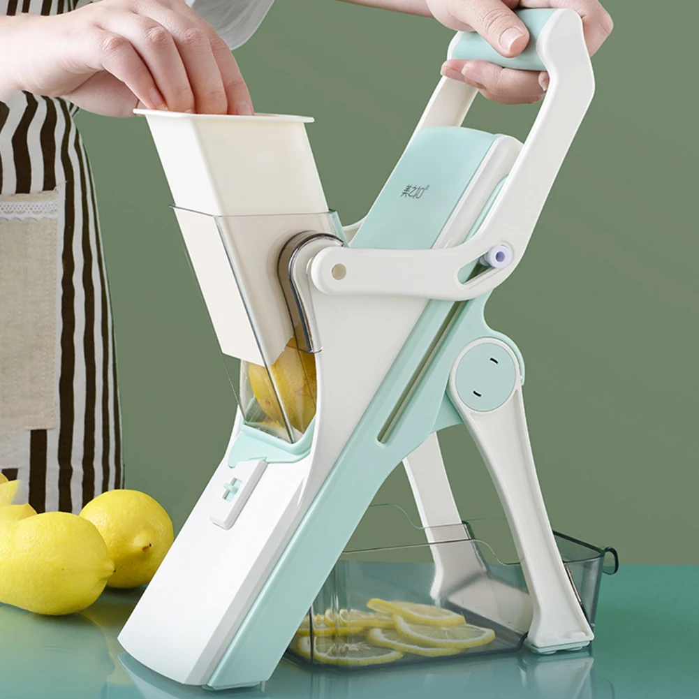 

5 in 1 Multifunctional Vegetable Cutter Practical Meat Fruit Slicer Manual Food Chopper with Cleaning Brush Household Supplies